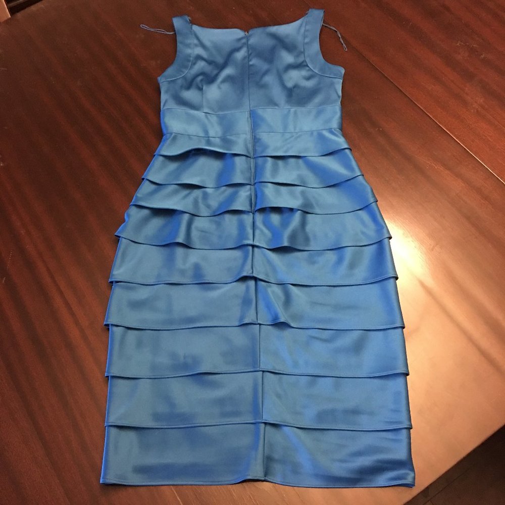 LONDON TIMES Aegean Blue Tiered BodyCon Dress 4 - Picture 9 of 10